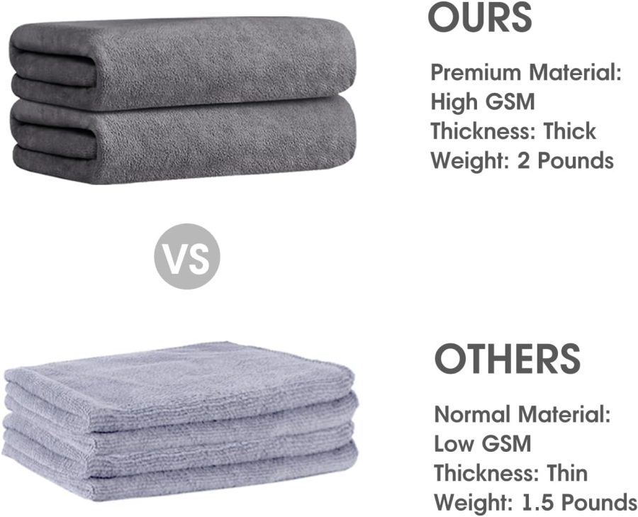 Bath Towel 2 Pack(30" x 60"), Oversized Thick Towels, Soft, Super Absorbent and Fast Drying, No Fading Multipurpose Use for Sports, Travel, Fitness, Yoga, 30 in 60 in, Grey Count - Image 2