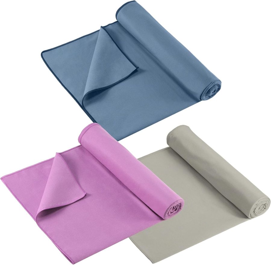 3 Pack 26"x73" Hot Yoga Mat Towel Pack Non-Slip Yoga Mat Gym Sweat Absorbent  Towel for Pilates Workout Women Men