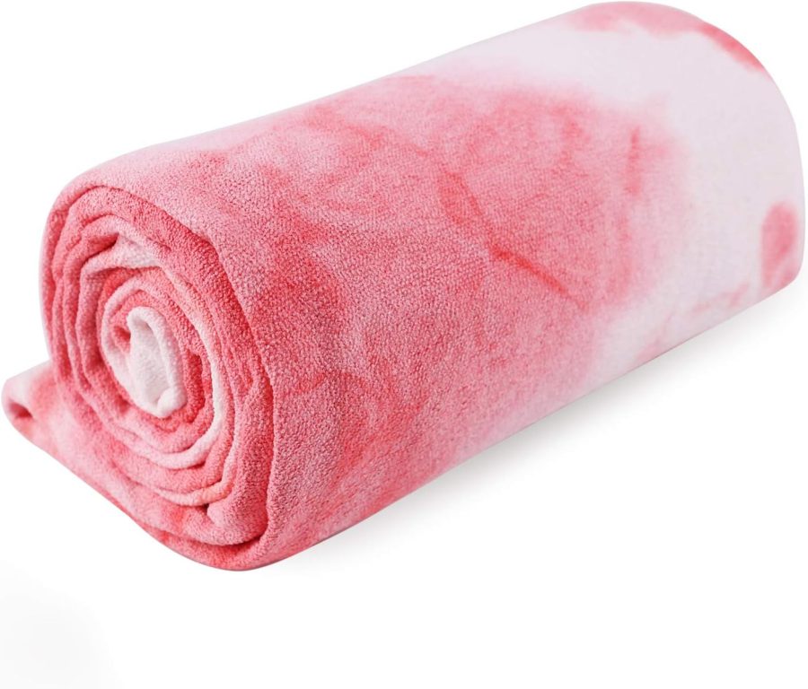 Hot Non Slip Grip Foldable Skidless Yoga Towel, 24in x 72in, Multicolor - Pink