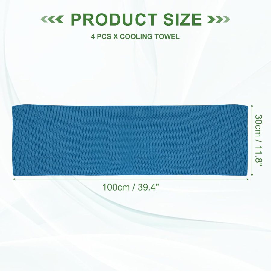 Cooling Towel 40"x12", 4Pcs Ice Towel for Neck and Face, Soft Breathable Chilly Sweat Absorbing for Yoga Sports Camping Fitness Running Golf, Light Blue - Image 2