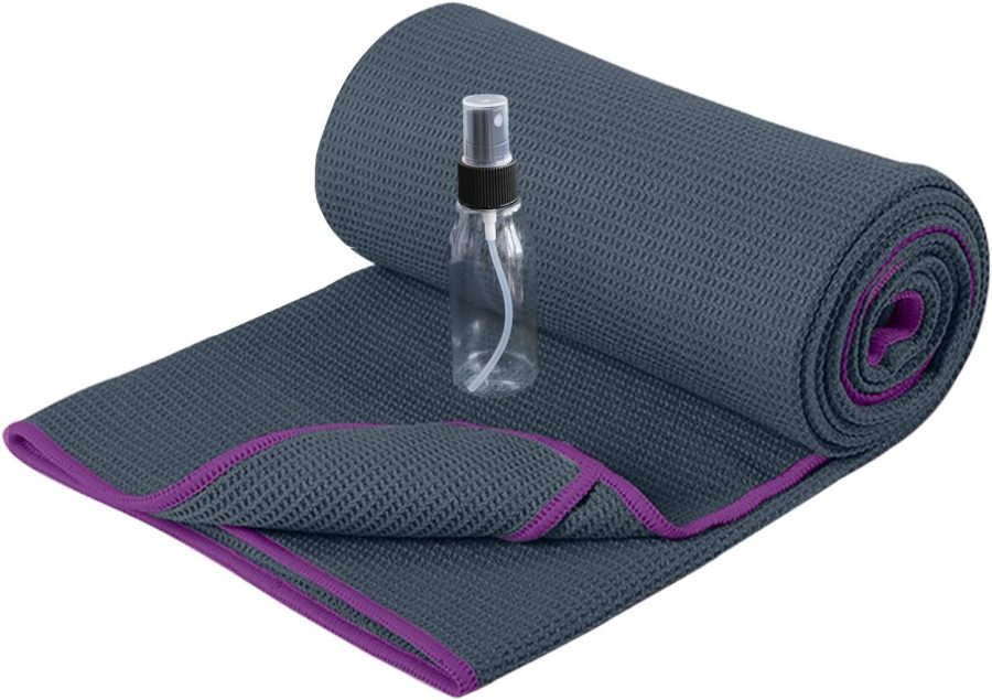 Hot Yoga Towel Non Slip,  Non Slip Yoga Mat Towel, Exclusive Corner Pockets Design, Dual-Grip, Sweat Absorbent, Perfect for Hot Yoga, Bikram, Pilates and Yoga Mats