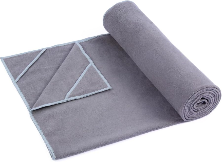Hot Yoga Towel, Non-Slip Thicker Hot Yoga Mat Towel with Corner Pockets, 25"x72",  Sweat Absorbent, Perfect for Hot Yoga, Bikram, Pilates and Yoga Mats (Grey, 72x25 inches) - Image 2