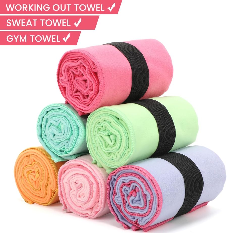 6 Pack  Gym Towel Quick Dry Lightweight Workout Gear for Men Women Sports Exercise Fitness Tennis Running Riding Hiking Camping Yoga Sweat Towels(6 Pack(Light)) - Image 2