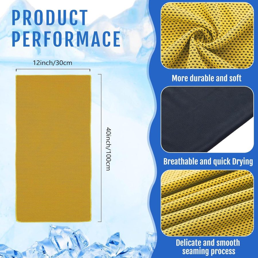 15 Pack Cooling Towels 40" x 12" Cooling Towels for Neck and Face Iced Towel  Soft Breathable Chilly Yoga Towel for Hot Weather (Yellow) - Image 2