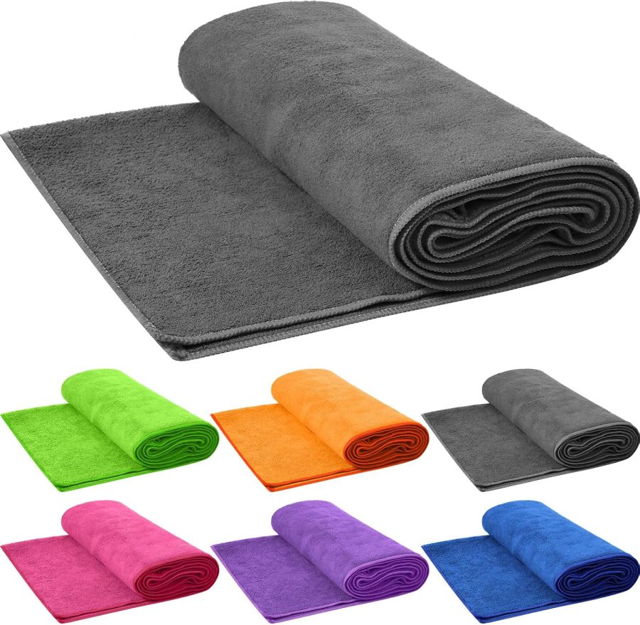6 Pcs Hot Yoga Towels Bulk Non Slip  Anti Slip Absorbent Multicolor Wicking Pilates Yoga Mat Towel for Women Men Pilates, 27" x 72" (Stylish)