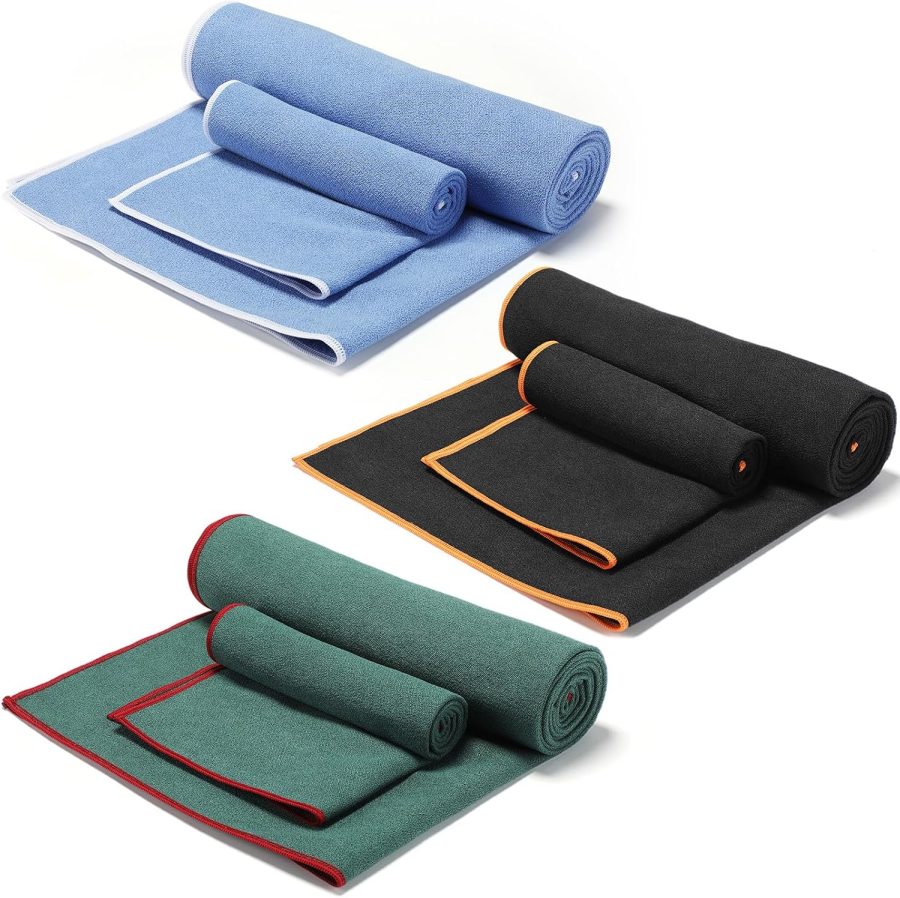 6 Pack Yoga Towel for Hot Yoga - Non Slip 2in1 Set Extra Thick Pilates Mat Towel Double Sided  Super Absorbent and Quick Dry Sweat Blankets