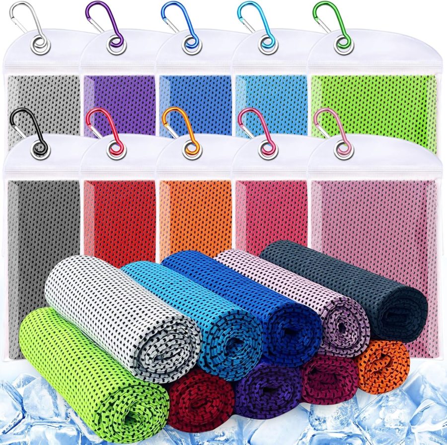 10 Pack Cooling Towels,40"x12" Neck Face Cooling Towels,Soft Breathable Chilly Towel for Women,Men,Sport,Yoga,Golf,Gym,Camping,Running,Fitness