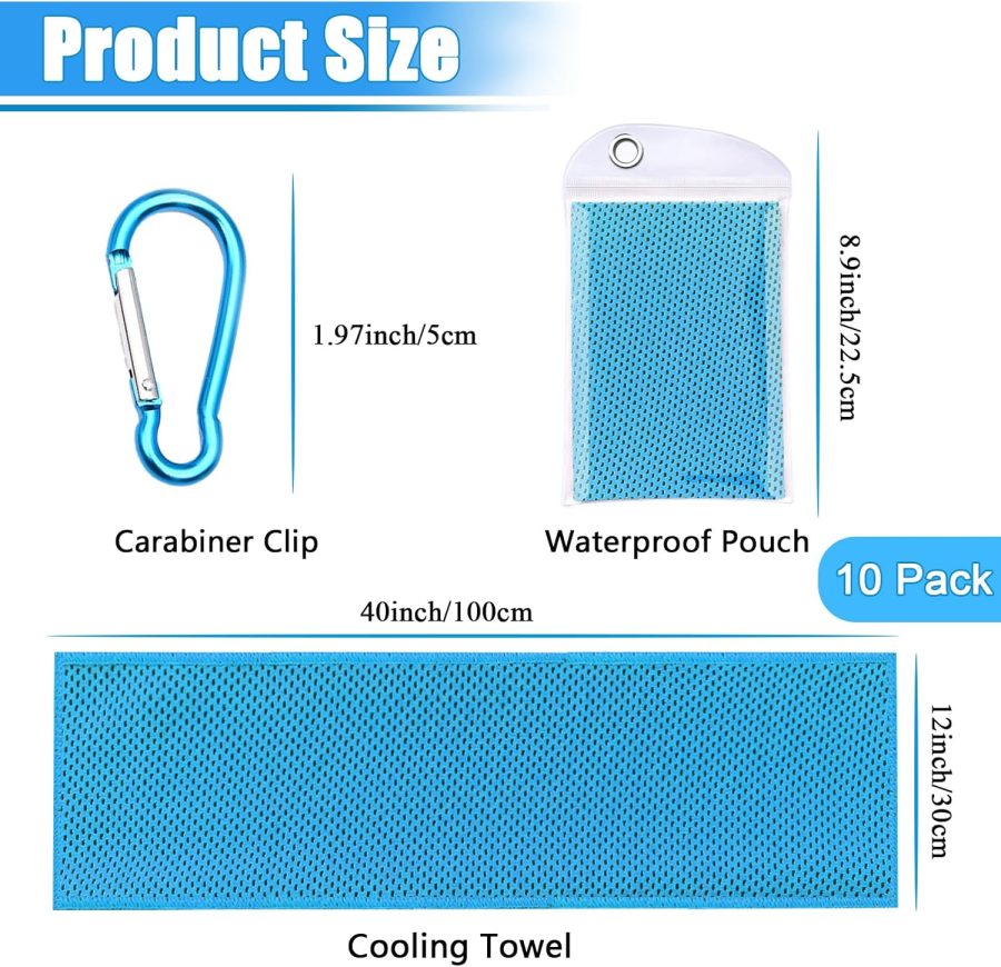 10 Pack Cooling Towels,40"x12" Neck Face Cooling Towels,Soft Breathable Chilly Towel for Women,Men,Sport,Yoga,Golf,Gym,Camping,Running,Fitness - Image 2
