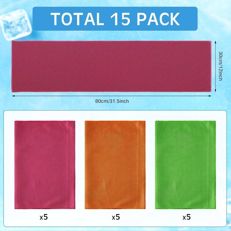 Cooling Towel  Cool Cold Sport Face and Neck Soft Breathable Chilly Sweat Towel for Yoga Gym Workout Hot Weather Camping Running, 32 x 12 Inches - Image 2