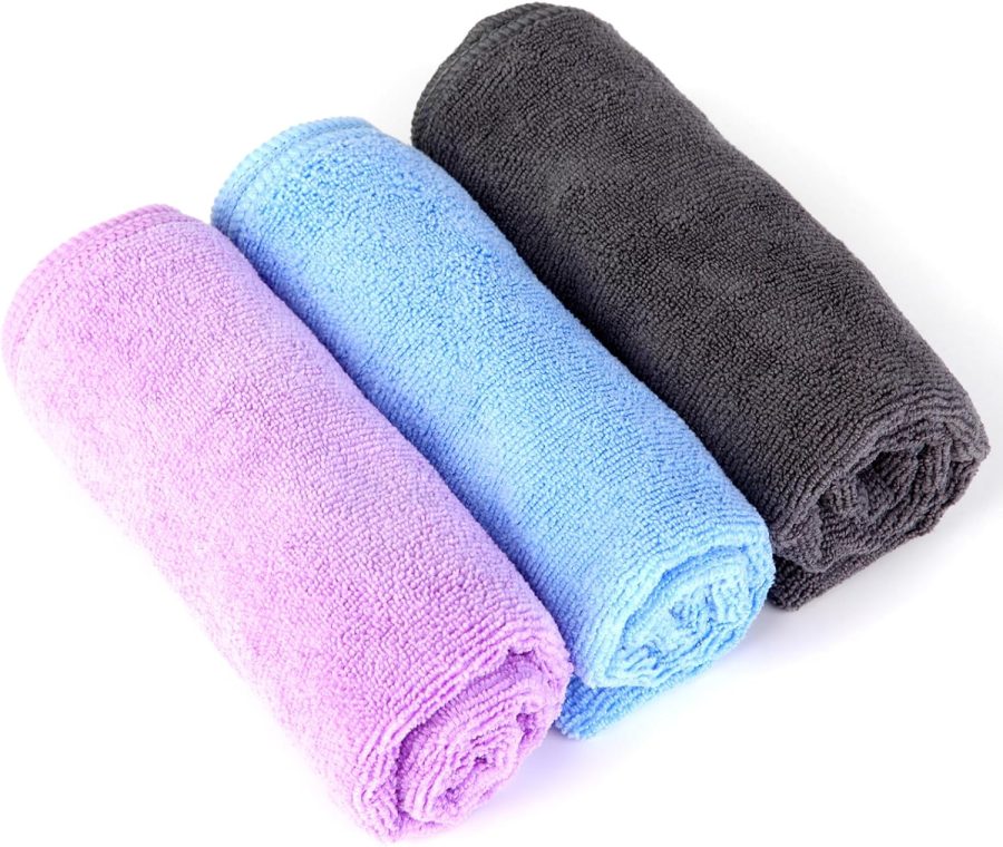 Gym Towels Set for Sports Fitness, Yoga, Workout, Exercise, Tennis, Super Soft and Quick-Drying Gym Towels for Women Men (3 Pack, Grey+Blue+Purple) - Image 2