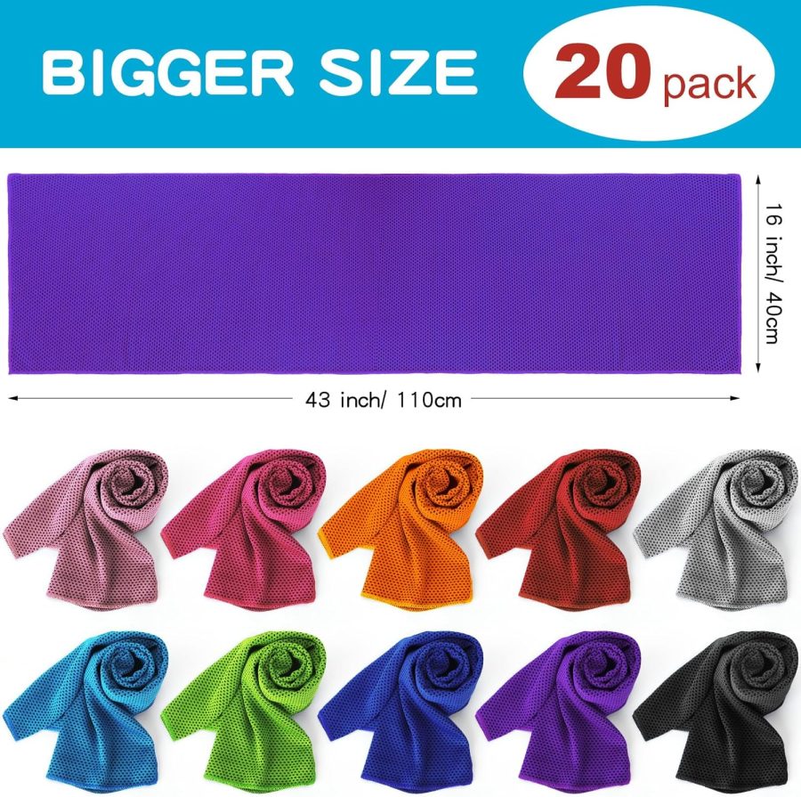 20 Packs Cooling Towel, 43" x 16" Ice Towel for Neck and Face  Breathable Sport Sweat Rag for Gym, Yoga, Travel, Camping, Running, Fitness, Workout & More Activities - Image 2