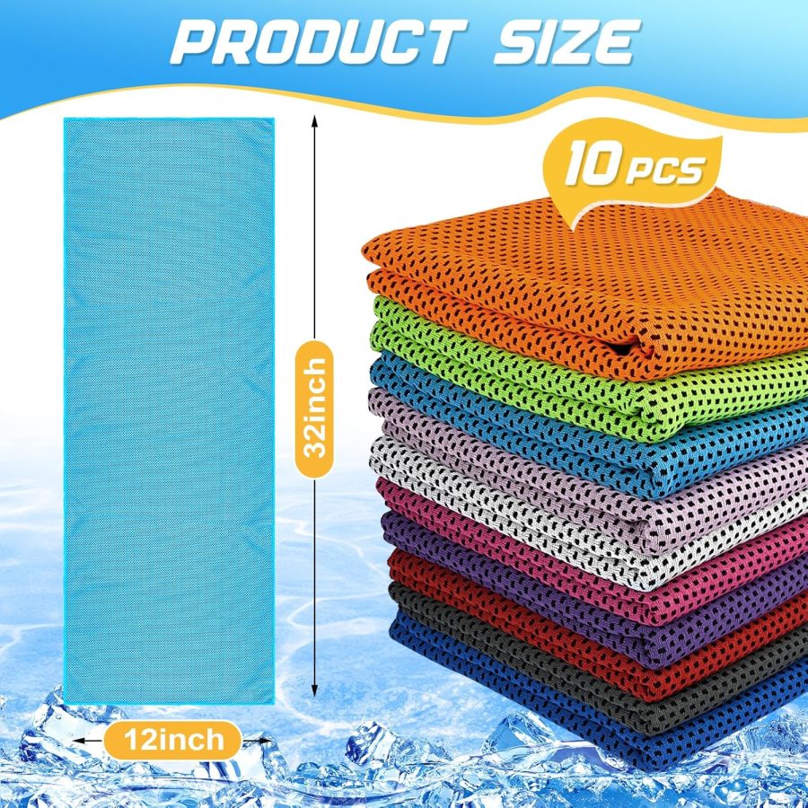 10 Pack Cooling Towels, Cooling Towels for Neck and Face, Sweat  Towel Soft Breathable Towel for Gym, Yoga, Camping, Running, Fitness, Workout & More Activities - Image 2