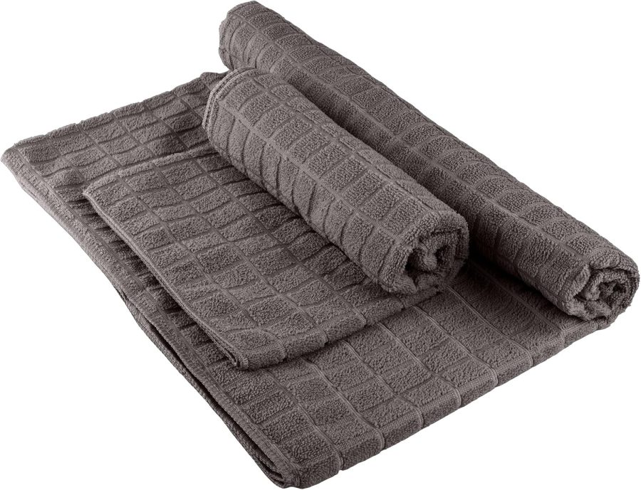 Yoga Mat Towel and Gym Towel Set - 2-Piece Non Slip Set for Hot Yoga, Pilates, and Gym - 72” x 24” Sweat Absorbent and Quick Drying Blanket with Corner Pockets for Mats (Gray)