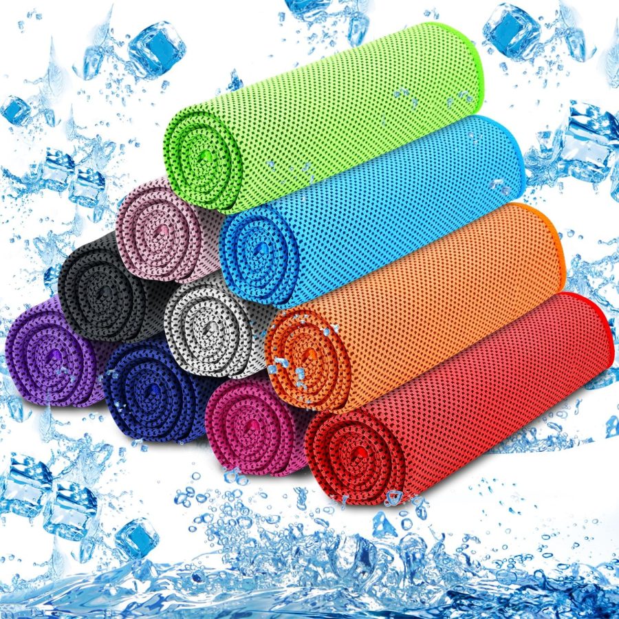 10 Pack Cooling Towels, Cooling Towels for Neck and Face, Sweat  Towel Soft Breathable Towel for Gym, Yoga, Camping, Running, Fitness, Workout & More Activities